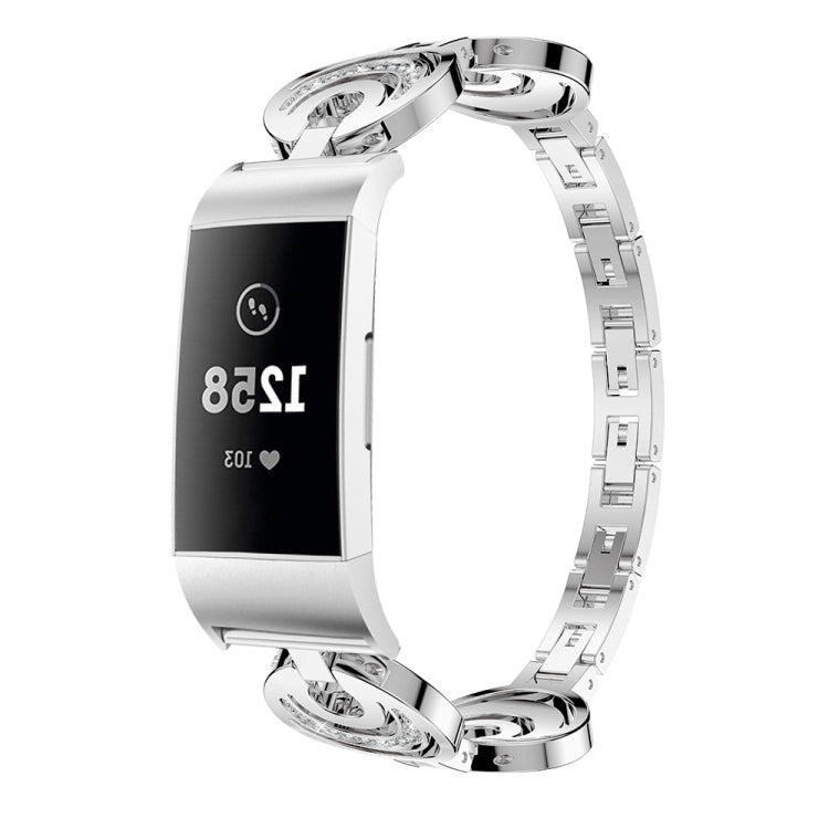For Fitbit Charge 3 / 4 Sun Moon Star Diamond Metal Watch Band(Silver) by bashfashion