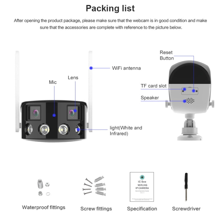 Q38 WIFI Humanoid Recognition AI Alarm 180 Degree Dual 2MP IP Camera, Plug:UK Plug by bashfashion