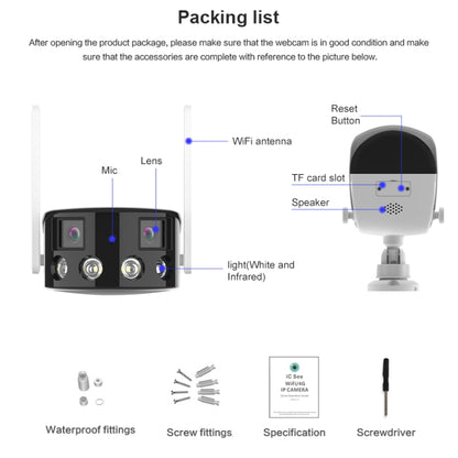 Q38 WIFI Humanoid Recognition AI Alarm 180 Degree Dual 2MP IP Camera, Plug:UK Plug by bashfashion
