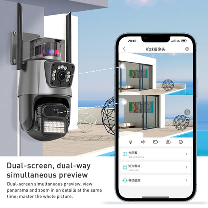 QX81 Humanoid Recognition AI Alarm WIFI Spherical Dual 2MP IP Camera, Plug:US Plug by bashfashion