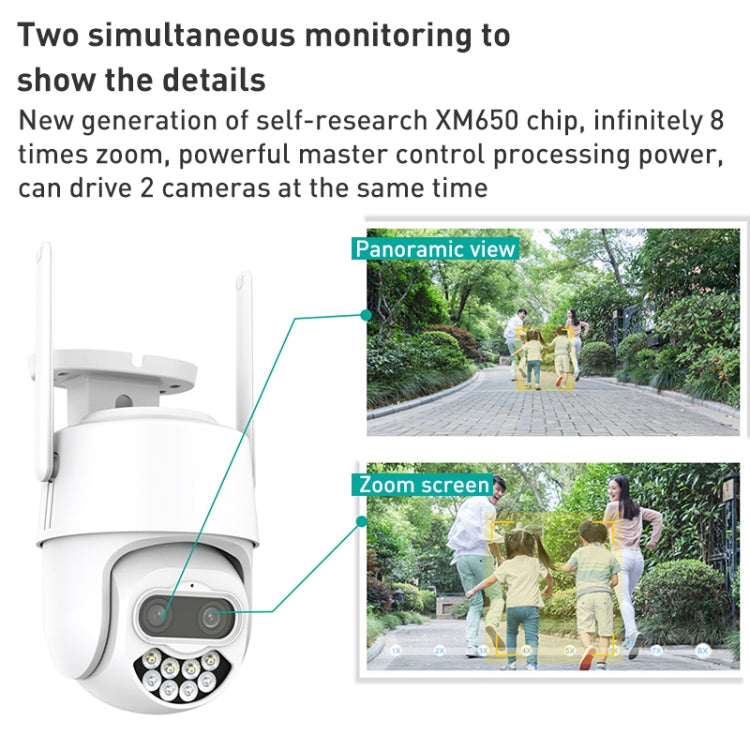 QX82 400W Dual Screen Dual Channel Synchronous Monitoring IP Camera, Plug:EU Plug by bashfashion