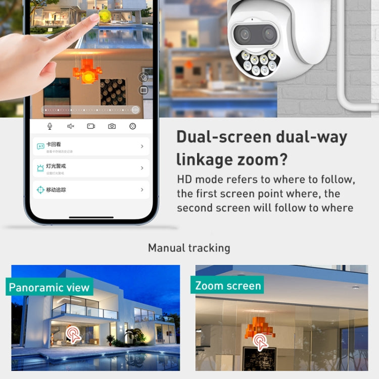 QX82 400W Dual Screen Dual Channel Synchronous Monitoring IP Camera, Plug:EU Plug by bashfashion