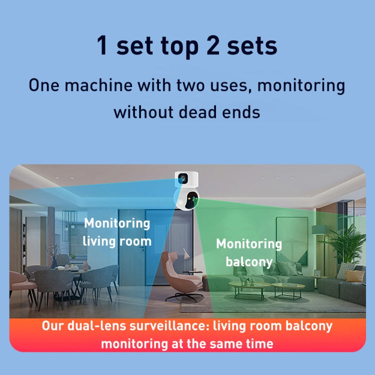 YT66 Dual 2MP Wireless Smart PTZ Camera, Plug:EU Plug by bashfashion