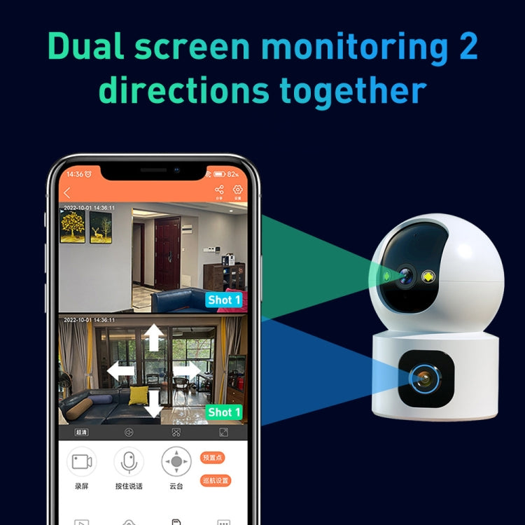 YT66 Dual 2MP Wireless Smart PTZ Camera, Plug:UK Plug by bashfashion