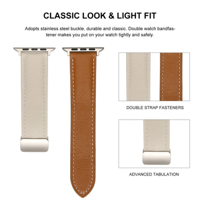 Folding Buckle Genuine Leather Watch Band For Apple Watch Ultra 49mm&Watch Ultra 2 49mm / Series 9&8&7 45mm / SE 3&SE 2&6&SE&5&4 44mm / 3&2&1 42mm(Grey) by bashfashion