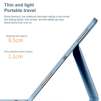 For Lenovo Tab M10 Plus 10.6 3rd Gen 2022 YM-LX106 Round Key Detachable Bluetooth Tablet Keyboard Leather Case with Mouse(Blue) by bashfashion