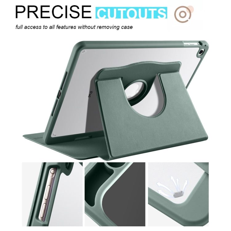 For iPad Air / Air 2 / 9.7 2018 / 2017 Acrylic 360 Degree Rotation Holder Tablet Leather Case(Deep Green) by bashfashion