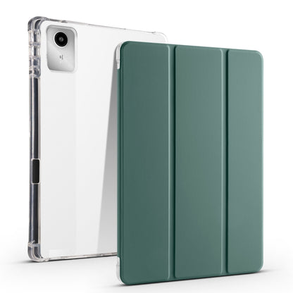 For Lenovo Tab M11 / Xiaoxin Pad 11 2024 3-fold Clear TPU Leather Tablet Case with Pen Slot(Deep Green) by bashfashion