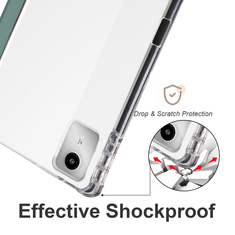 For Lenovo Tab M11 / Xiaoxin Pad 11 2024 3-fold Clear TPU Leather Tablet Case with Pen Slot(Deep Green) by bashfashion