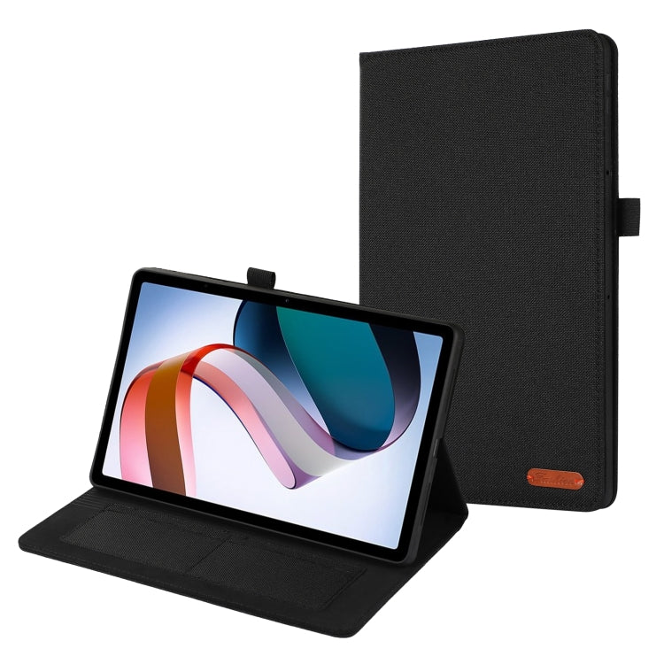 For OPPO Pad 2 Fabric Leather Tablet Case(Black) by bashfashion
