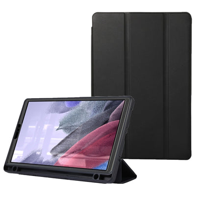 For Samsung Galaxy Tab A7 Lite Solid Color 3-folding Leather Tablet Case(Black) by bashfashion