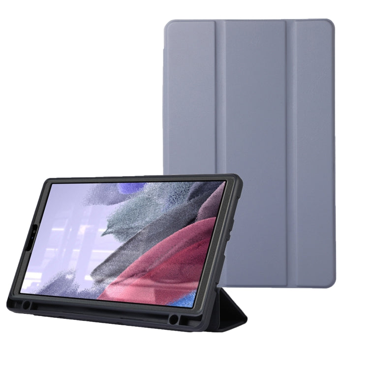 For Samsung Galaxy Tab A7 Lite Solid Color 3-folding Leather Tablet Case(Lavender Grey) by bashfashion