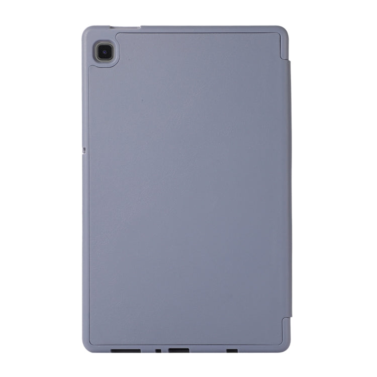 For Samsung Galaxy Tab A7 Lite Solid Color 3-folding Leather Tablet Case(Lavender Grey) by bashfashion