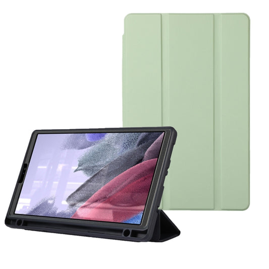 For Samsung Galaxy Tab A7 Lite Solid Color 3-folding Leather Tablet Case(Matcha Green) by bashfashion
