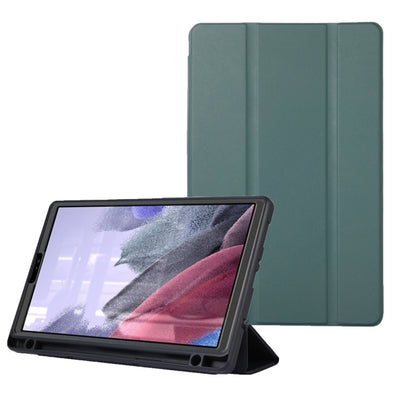 For Samsung Galaxy Tab A7 Lite Solid Color 3-folding Leather Tablet Case(Dark Green) by bashfashion