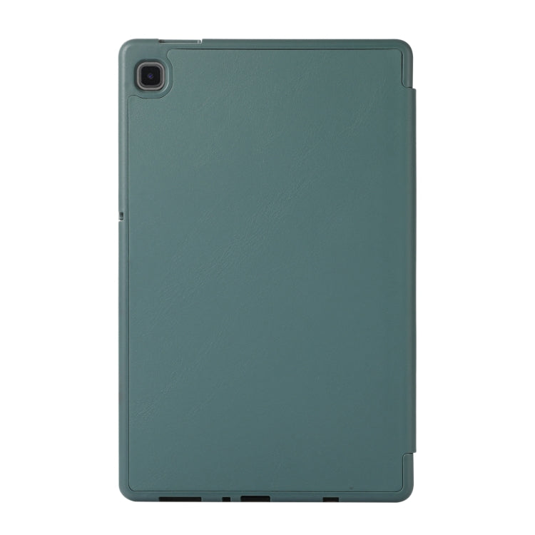 For Samsung Galaxy Tab A7 Lite Solid Color 3-folding Leather Tablet Case(Dark Green) by bashfashion