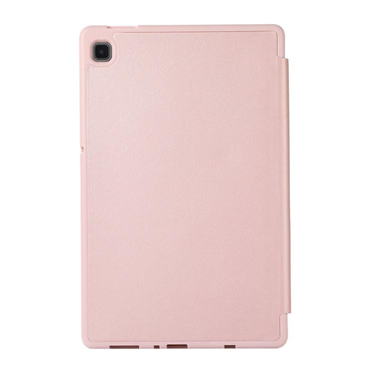 For Samsung Galaxy Tab A7 Lite Solid Color 3-folding Leather Tablet Case(Rose Gold) by bashfashion