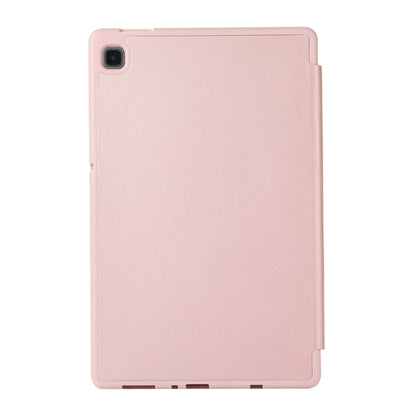For Samsung Galaxy Tab A7 Lite Solid Color 3-folding Leather Tablet Case(Rose Gold) by bashfashion