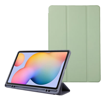 For Samsung Galaxy Tab S6 Lite/Tab S6 Lite 2022 Solid Color 3-folding Leather Tablet Case(Matcha Green) by bashfashion