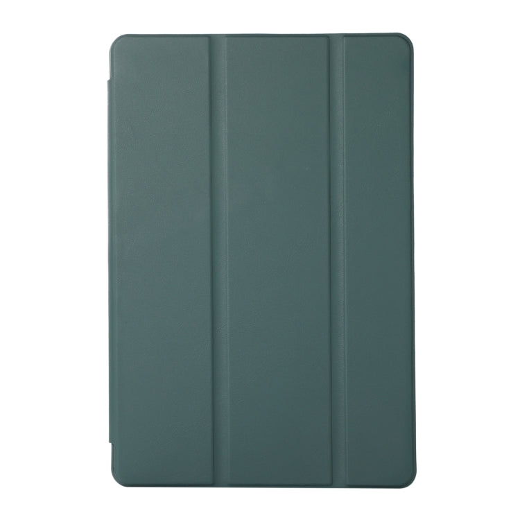For Samsung Galaxy Tab S6 Lite/Tab S6 Lite 2022 Solid Color 3-folding Leather Tablet Case(Dark Green) by bashfashion