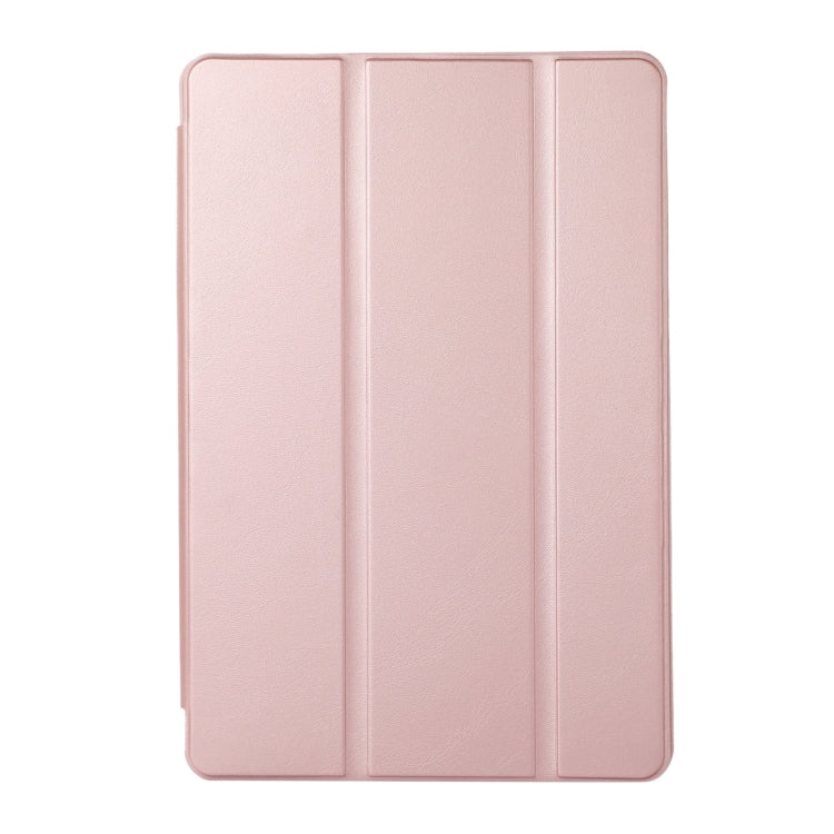 For Samsung Galaxy Tab S6 Lite/Tab S6 Lite 2022 Solid Color 3-folding Leather Tablet Case(Rose Gold) by bashfashion