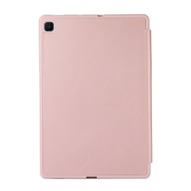 For Samsung Galaxy Tab S6 Lite/Tab S6 Lite 2022 Solid Color 3-folding Leather Tablet Case(Rose Gold) by bashfashion