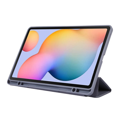 For Samsung Galaxy Tab S6 Lite/Tab S6 Lite 2022 Solid Color 3-folding Leather Tablet Case(Lavender Grey) by bashfashion