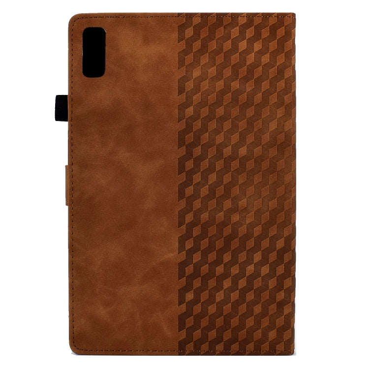 For Lenovo Tab M9 Rhombus Embossed Leather Tablet Case(Brown) by bashfashion