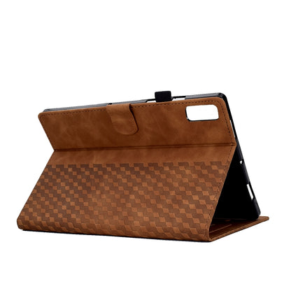 For Lenovo Tab M9 Rhombus Embossed Leather Tablet Case(Brown) by bashfashion