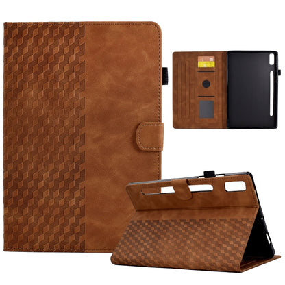 For Lenovo Tab P11 Pro Gen 2 Rhombus Embossed Leather Tablet Case(Brown) by bashfashion
