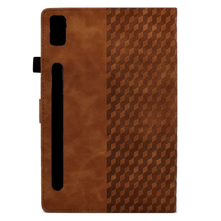 For Lenovo Tab P11 Pro Gen 2 Rhombus Embossed Leather Tablet Case(Brown) by bashfashion