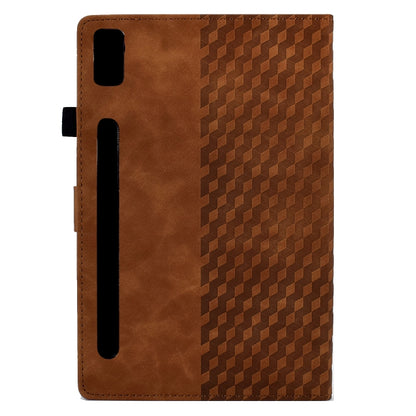 For Lenovo Tab P11 Pro Gen 2 Rhombus Embossed Leather Tablet Case(Brown) by bashfashion