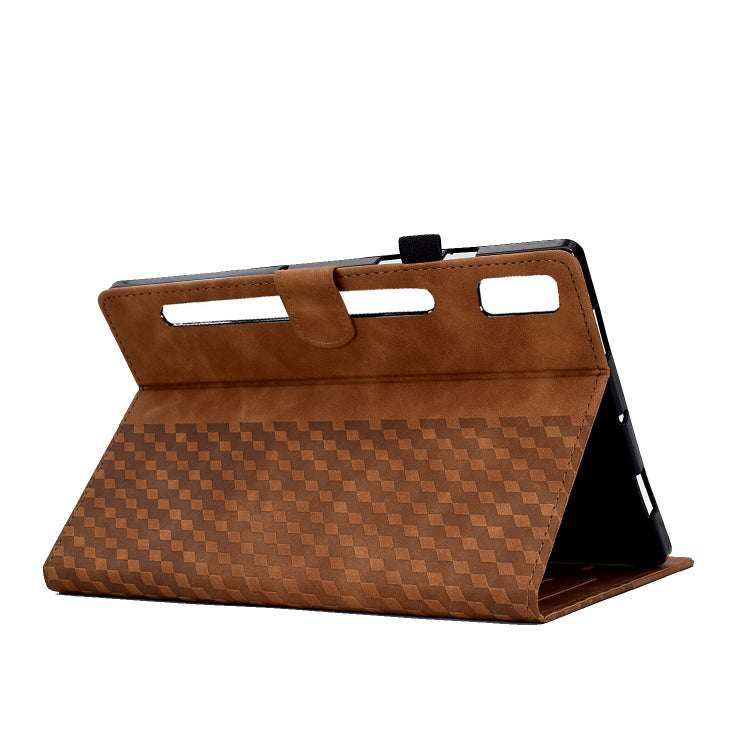 For Lenovo Tab P11 Pro Gen 2 Rhombus Embossed Leather Tablet Case(Brown) by bashfashion