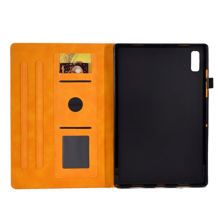 For Lenovo Tab M9 Peony Butterfly Embossed Leather Tablet Case(Khaki) by bashfashion