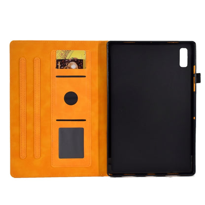 For Lenovo Tab M9 Peony Butterfly Embossed Leather Tablet Case(Khaki) by bashfashion