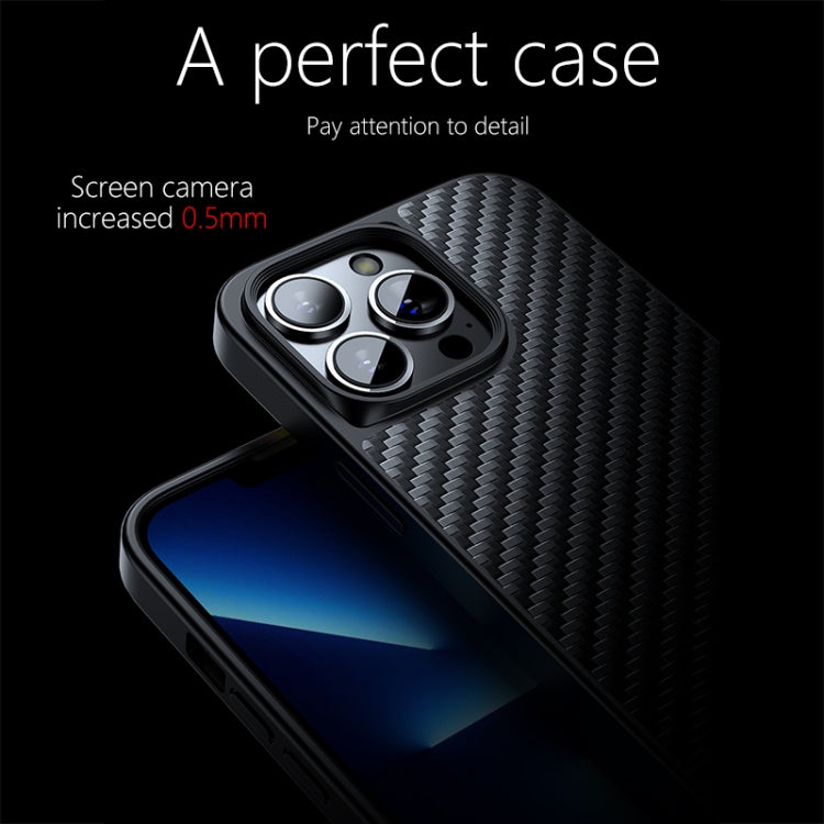 For iPhone 13 Pro wlons Magsafe Carbon Fiber Kevlar TPU Phone Case(Black) by wlons