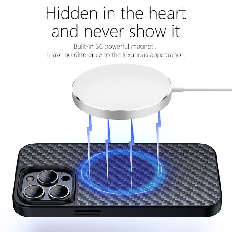 For iPhone 13 Pro Max wlons Magsafe Carbon Fiber Kevlar TPU Phone Case(Black) by wlons