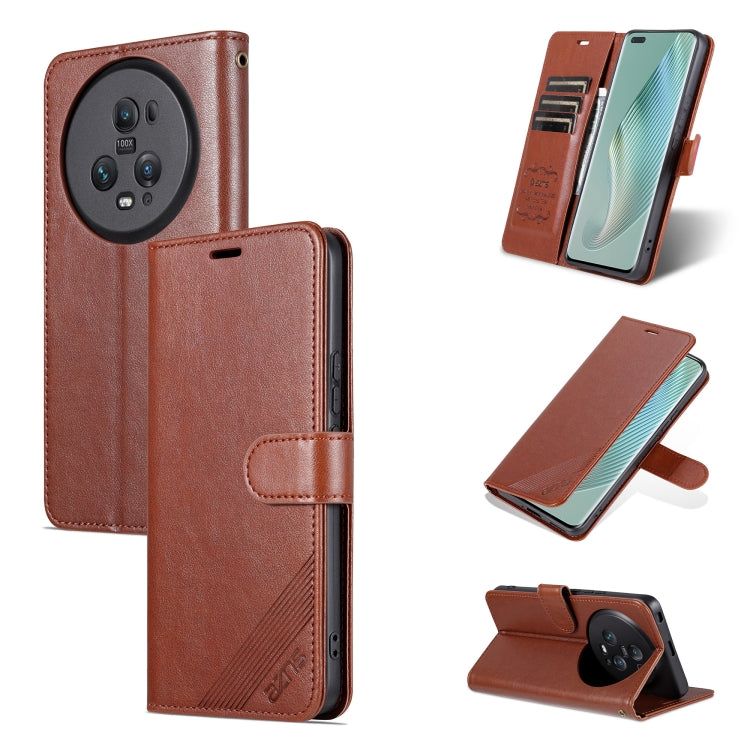 For Honor Magic5 AZNS Sheepskin Texture Flip Leather Phone Case(Brown) by AZNS