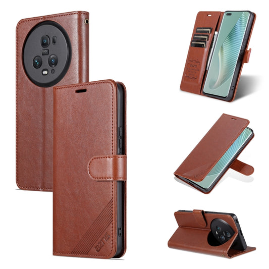 For Honor Magic5 AZNS Sheepskin Texture Flip Leather Phone Case(Brown) by AZNS