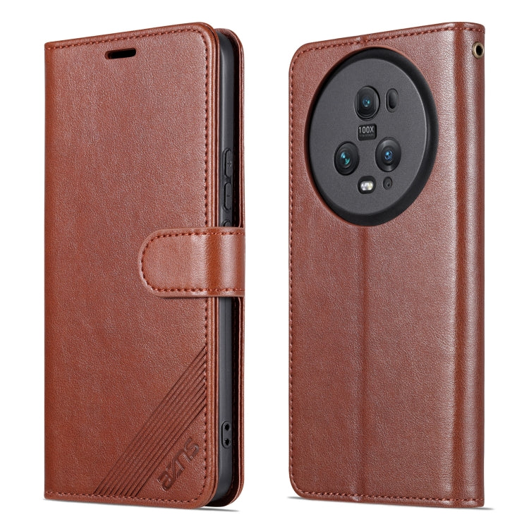 For Honor Magic5 AZNS Sheepskin Texture Flip Leather Phone Case(Brown) by AZNS