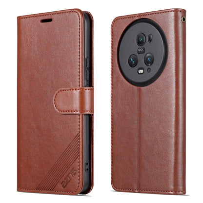 For Honor Magic5 AZNS Sheepskin Texture Flip Leather Phone Case(Brown) by AZNS