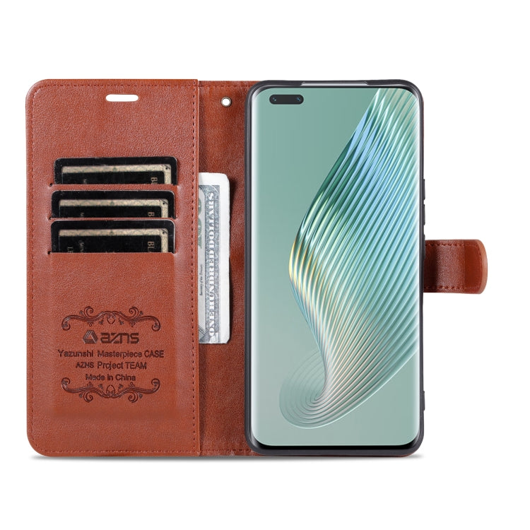 For Honor Magic5 AZNS Sheepskin Texture Flip Leather Phone Case(Brown) by AZNS