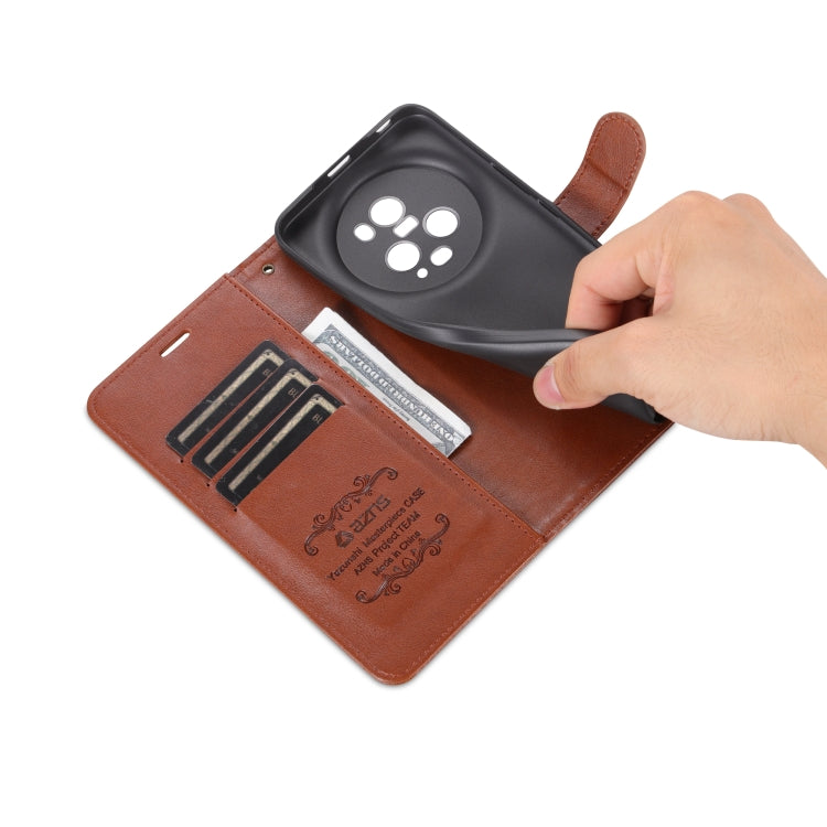 For Honor Magic5 Pro AZNS Sheepskin Texture Flip Leather Phone Case(Brown) by AZNS