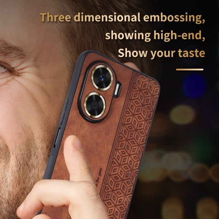 For Huawei Enjoy 60 AZNS 3D Embossed Skin Feel Phone Case(Brown) by AZNS