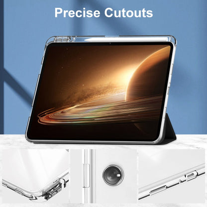 For OPPO Pad 2 Clear Back Cover 3-Fold Leather Smart Tablet Case(Black) by bashfashion