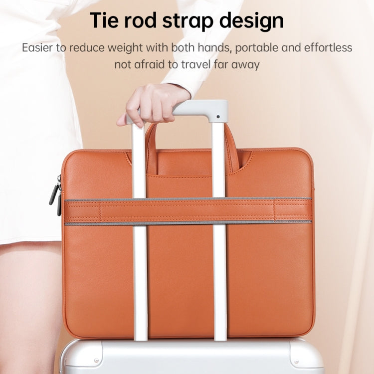 Waterproof PU Laptop Bag Inner Bag, Size:13 / 14 inch(Brown) by bashfashion