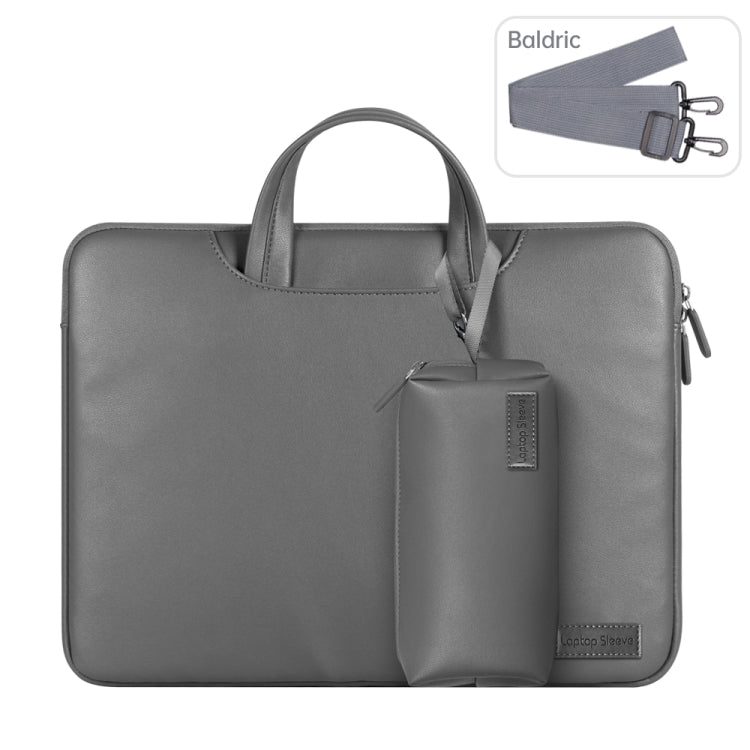 Waterproof PU Laptop Bag Inner Bag with Power Pack, Size:13 / 14 inch(Grey) by bashfashion