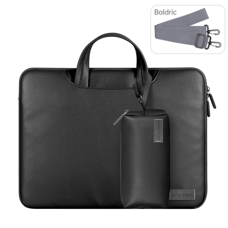Waterproof PU Laptop Bag Inner Bag with Power Pack, Size:13 / 14 inch(Black) by bashfashion
