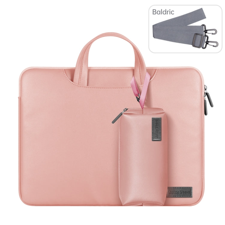 Waterproof PU Laptop Bag Inner Bag with Power Pack, Size:15 inch(Rose Gold) by bashfashion