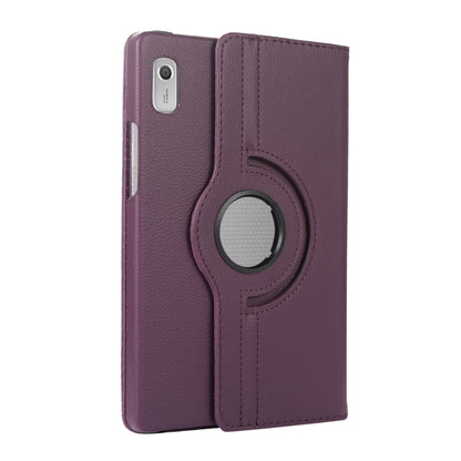 For Lenovo Tab M9 360 Degree Rotation Litchi Texture Tablet Leather Case with Holder(Purple) by bashfashion